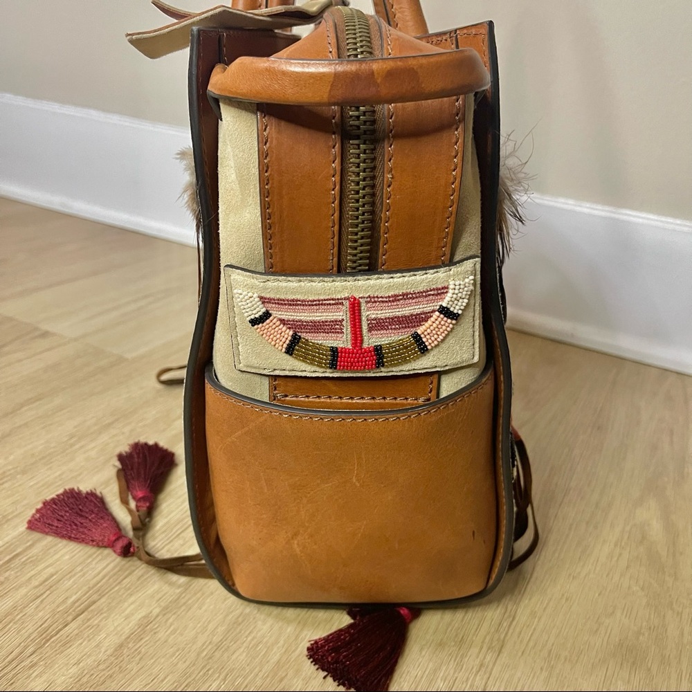 DSQUARED2 | Boho Fringe Feather Embroidered Leather Suede Tote Shoulder Bag - Picture 11 of 15
